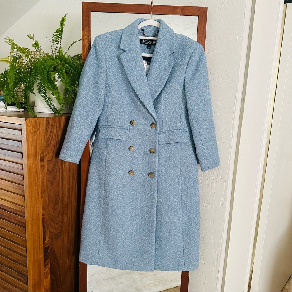 J. Crew Women's Blue Double-Breasted Coat